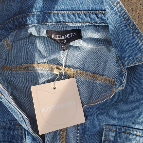 Kittenish Denim Jumpsuit NWT Sz L - Picture 3 of 5